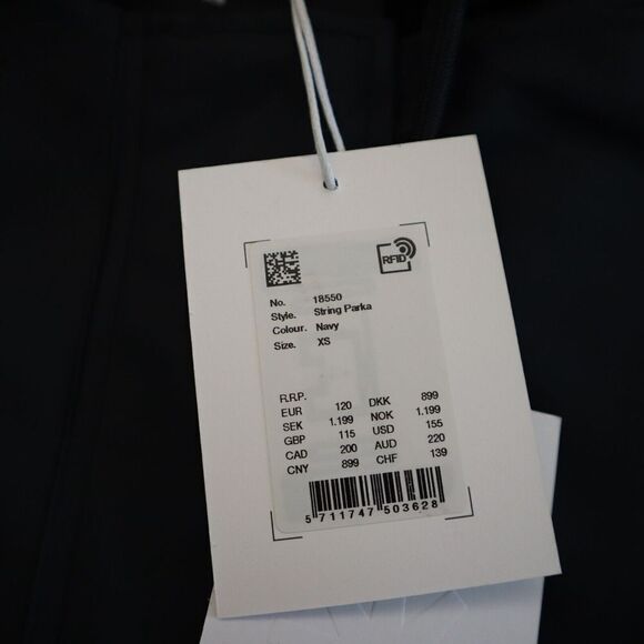 RAINS 18550 Women's Sz XS Navy Blue String Parka Waterproof Rain Jacket $155 - Picture 5 of 11